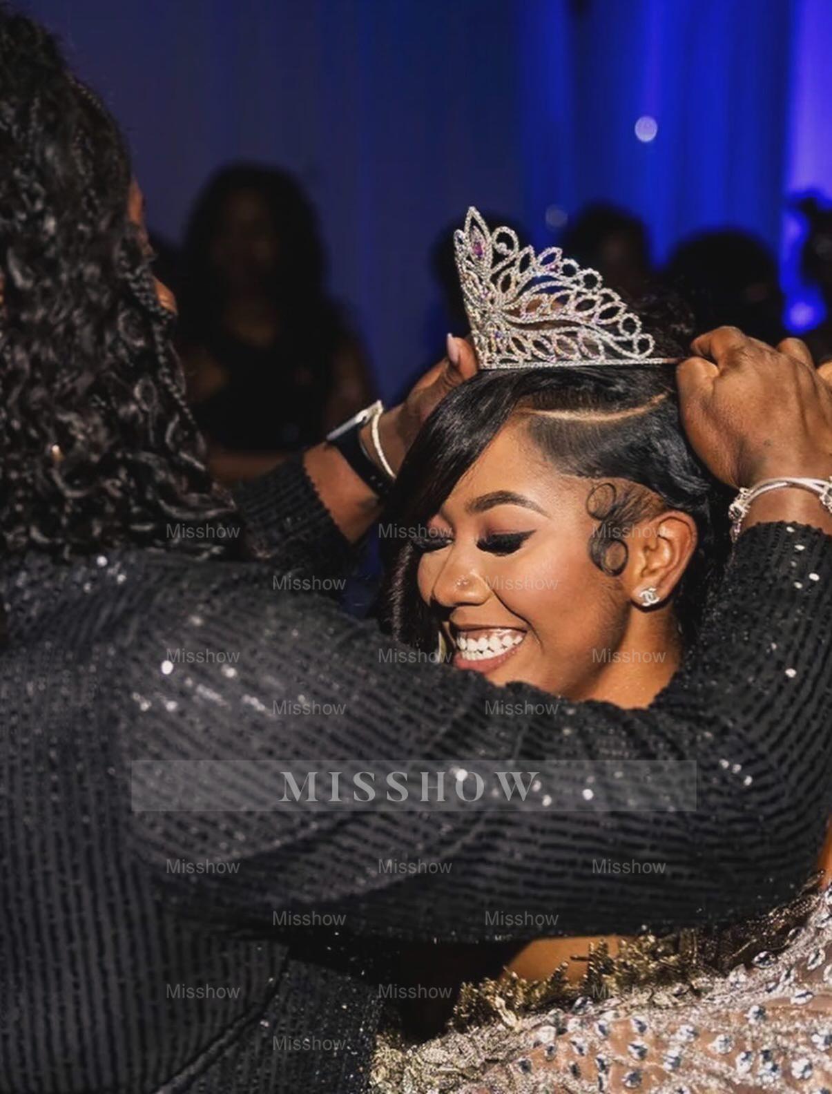 Luxury Nude Sequin Prom Dress One Shoulder Mermaid Formal Gown with Rhinestones