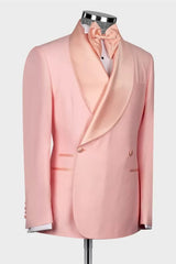 Luxury Pink Shawl Lapel Double Breasted Wedding Suit