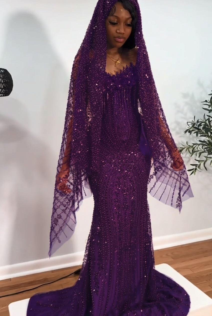 Regency strapless beaded mermaid prom dress