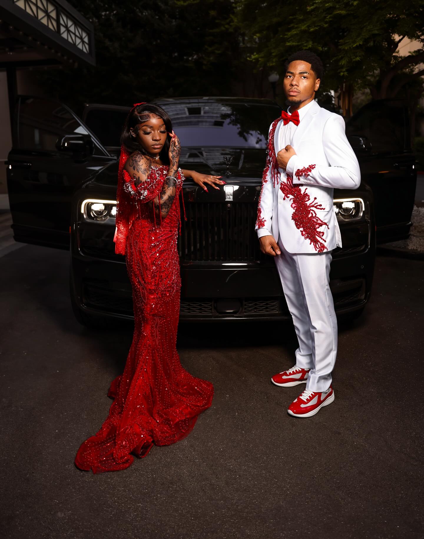 Luxury Red Sequin Beads Prom Dress Off The Shoulder Mermaid Formal Gown with Veil