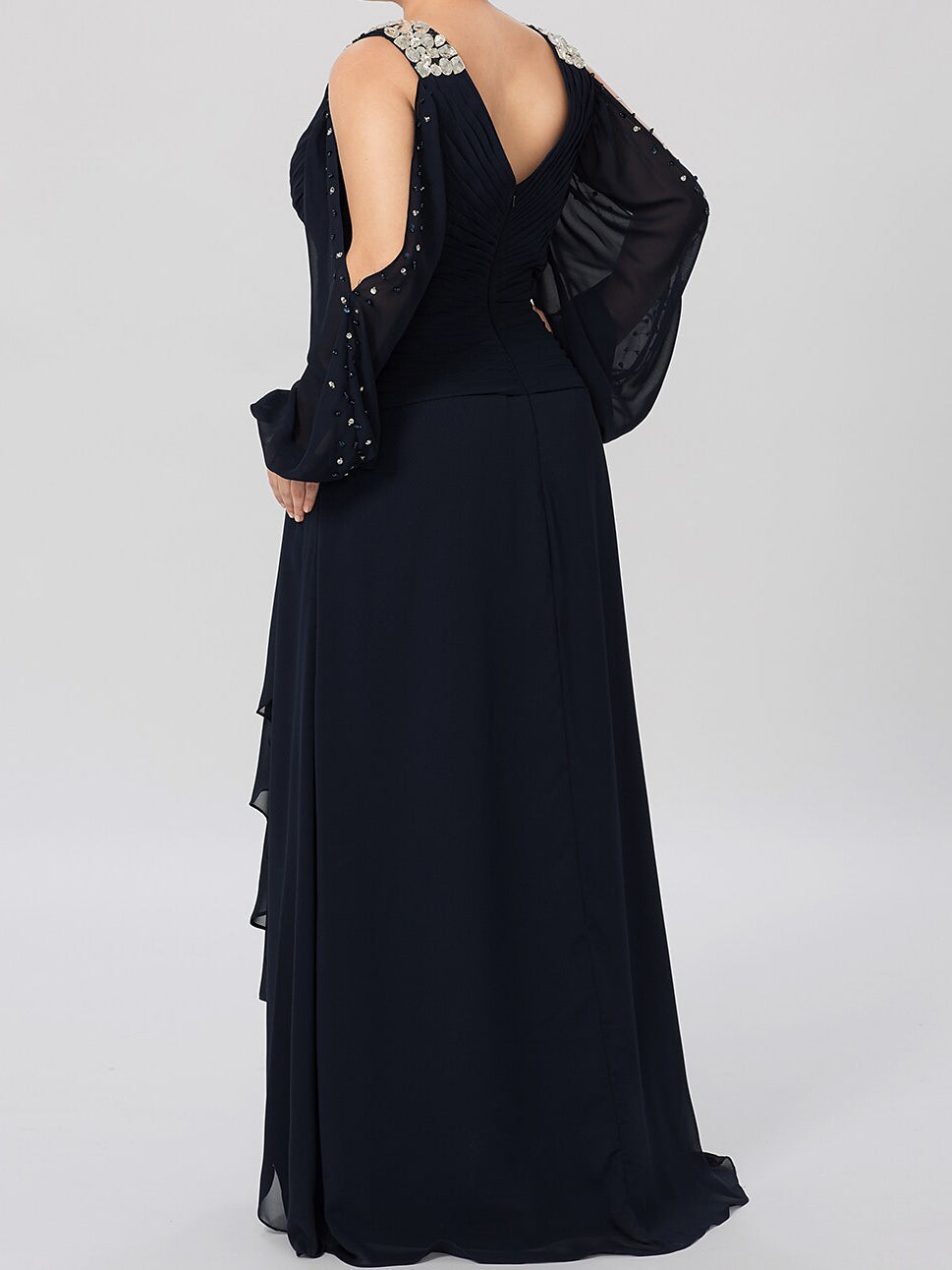A Line Princess V Neck Mother Of The Bride Dresses With Rhinestones
