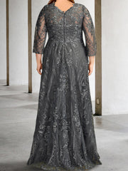 A Line Princess Long Sleeves Mother Of The Bride Dresses With Applique