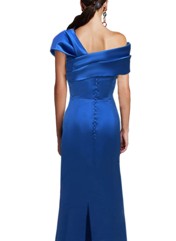 Sheath Column One Shoulder Floor Length Mother Of The Bride Dresses With Bow