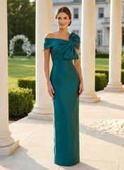 Sheath Column One Shoulder Floor Length Mother Of The Bride Dresses With Bow
