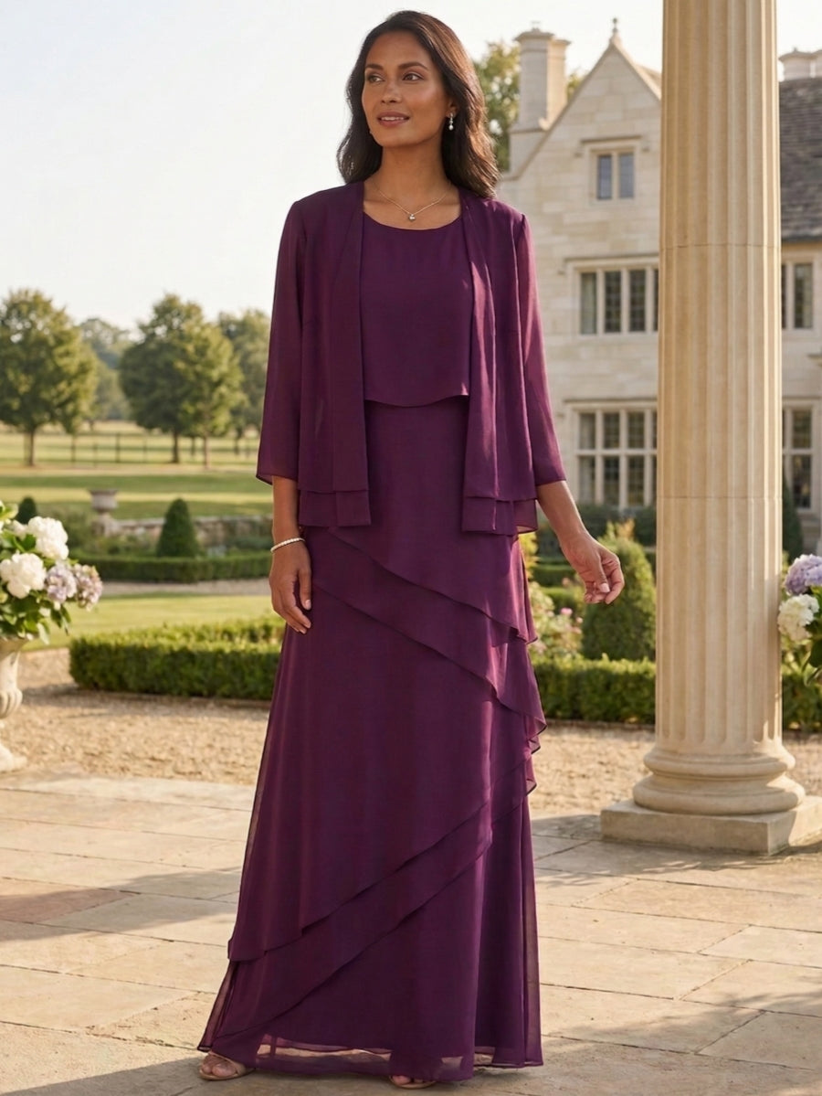 Sheath Column Floor Length Mother Of The Bride Dresses With Jacket