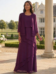Sheath Column Floor Length Mother Of The Bride Dresses With Jacket