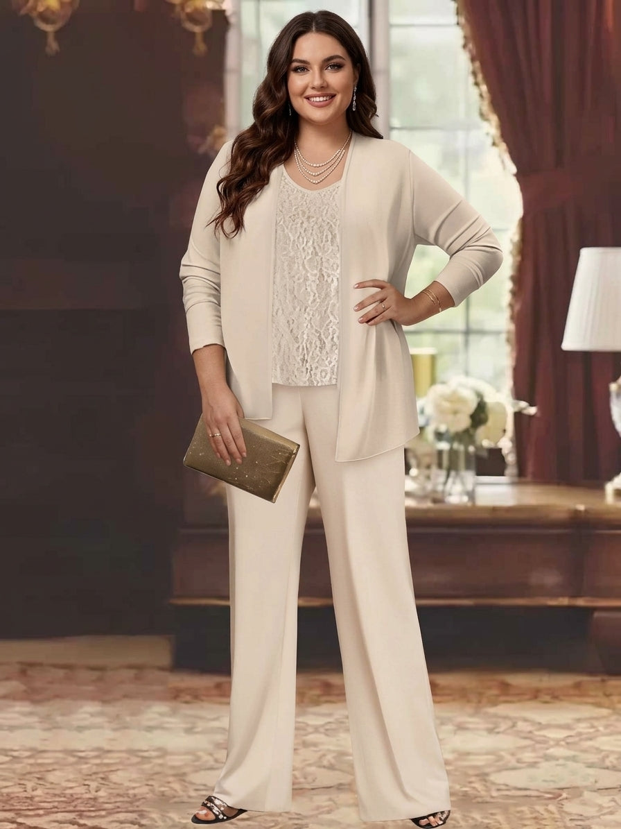 Chiffon Plus Size Mother Of The Bride Pantsuits With Jacket