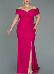 Trumpet Mermaid Curvy Off The Shoulder Mother Of The Bride Dresses With Split Side