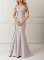 Trumpet Mermaid Off The Shoulder Satin Mother Of The Bride Dresses With Applique Beading