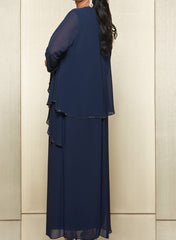Sheath Column Round Neck Chiffon Mother Of The Bride Dresses With Jacket