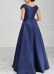 A Line Princess V Neck Satin Mother Of The Bride Dresses With Ruched