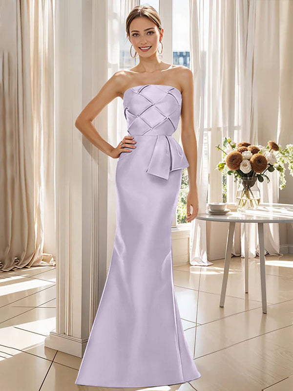 Trumpet Mermaid Strapless Sleeveless Floor Length Mother Of The Bride Dresses With Bowknot