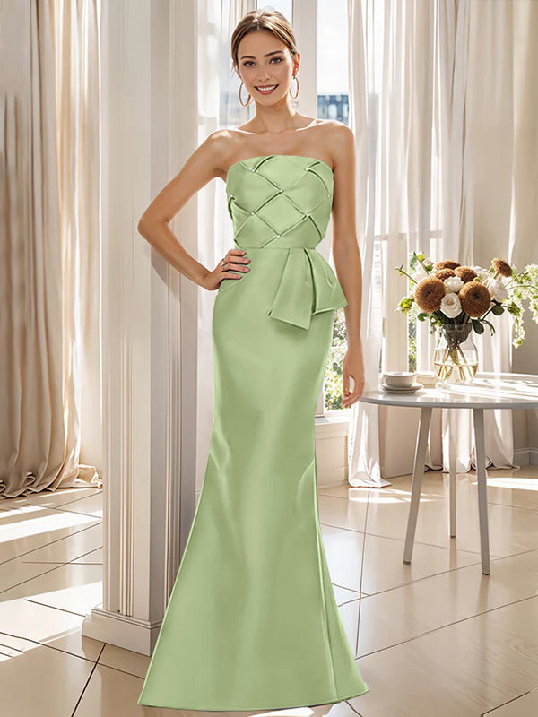 Trumpet Mermaid Strapless Sleeveless Floor Length Mother Of The Bride Dresses With Bowknot