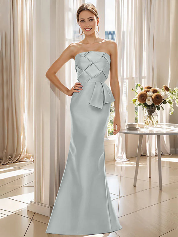 Trumpet Mermaid Strapless Sleeveless Floor Length Mother Of The Bride Dresses With Bowknot