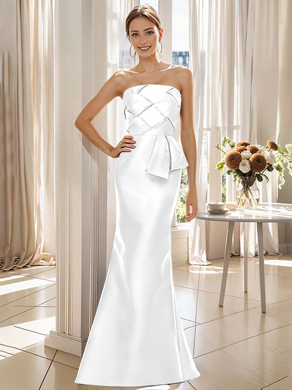Trumpet Mermaid Strapless Sleeveless Floor Length Mother Of The Bride Dresses With Bowknot