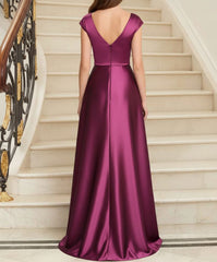 Sheath Column V Neck Sleeveless Satin Mother Of The Bride Dresses