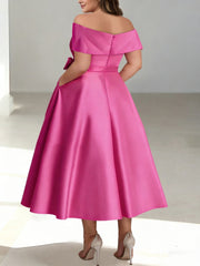 A Line Princess Off The Shoulder Sleeveless Ankle Length Plus Size Mother Of The Bride Dresses With Pockets