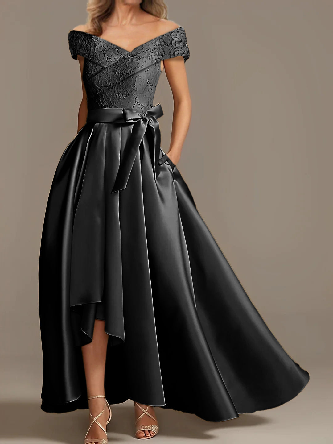 A Line Princess Off The Shoulder Asymmetrical Mother Of The Bride Dresses With Ruffles