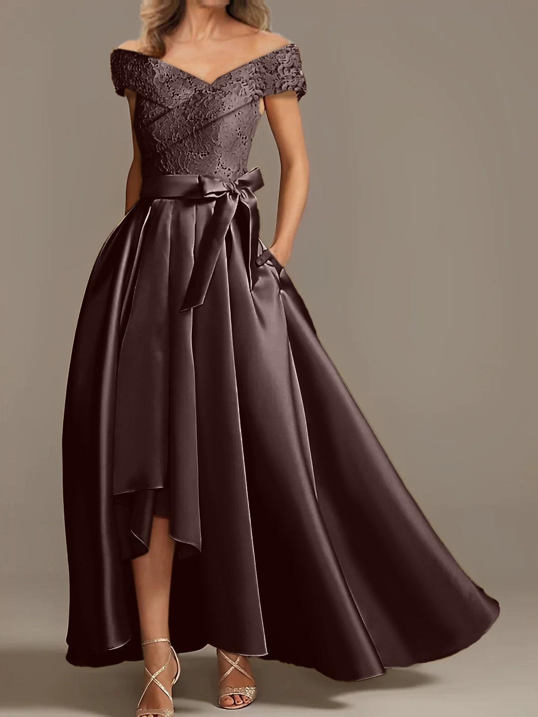 A Line Princess Off The Shoulder Asymmetrical Mother Of The Bride Dresses With Ruffles