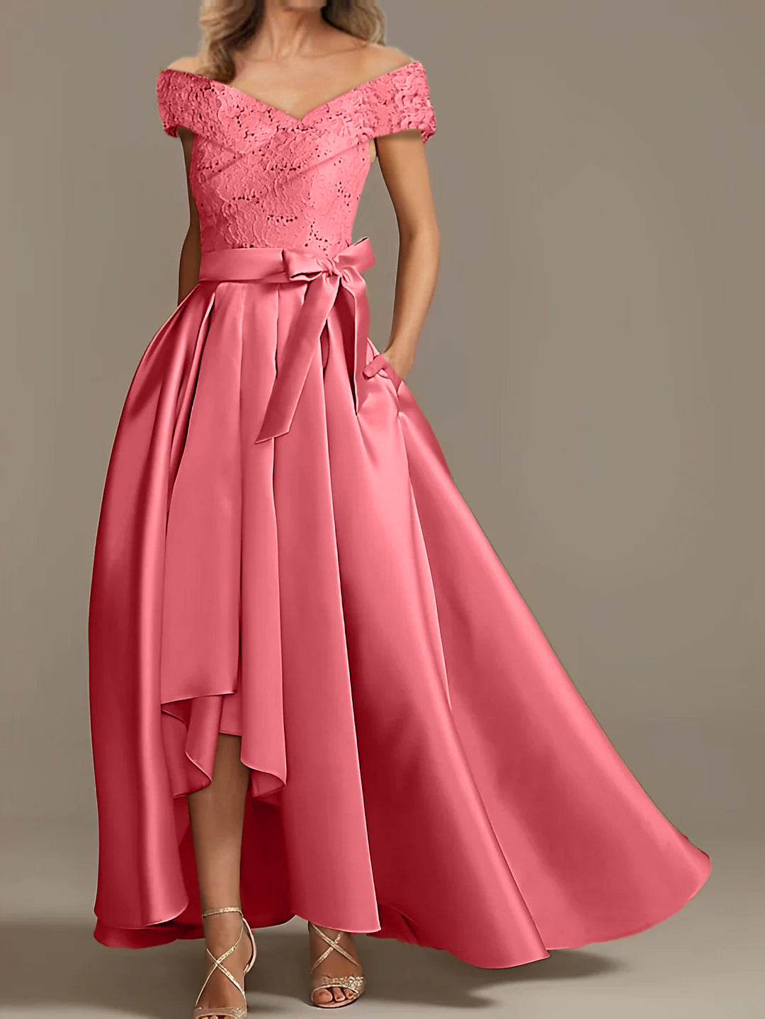 A Line Princess Off The Shoulder Asymmetrical Mother Of The Bride Dresses With Ruffles