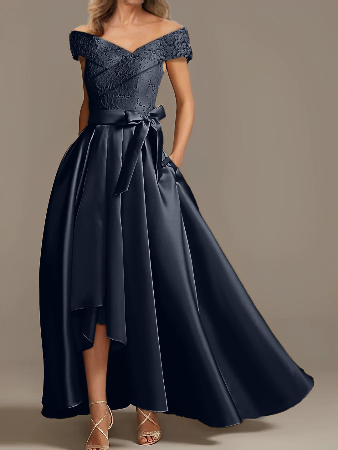 A Line Princess Off The Shoulder Asymmetrical Mother Of The Bride Dresses With Ruffles