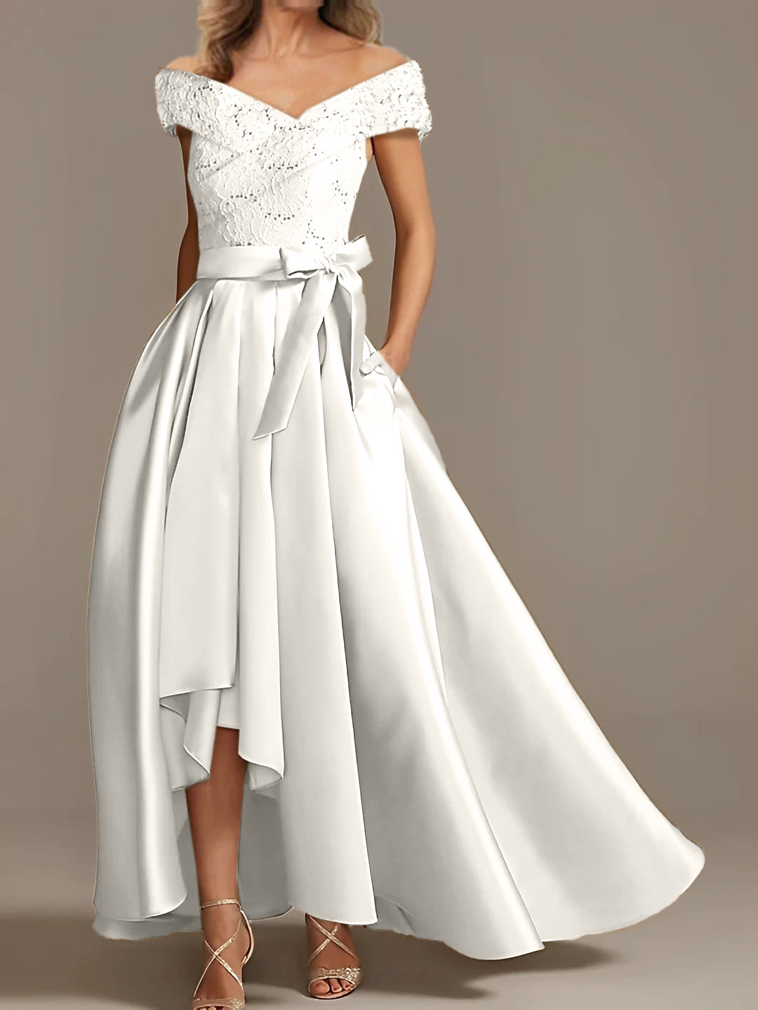 A Line Princess Off The Shoulder Asymmetrical Mother Of The Bride Dresses With Ruffles