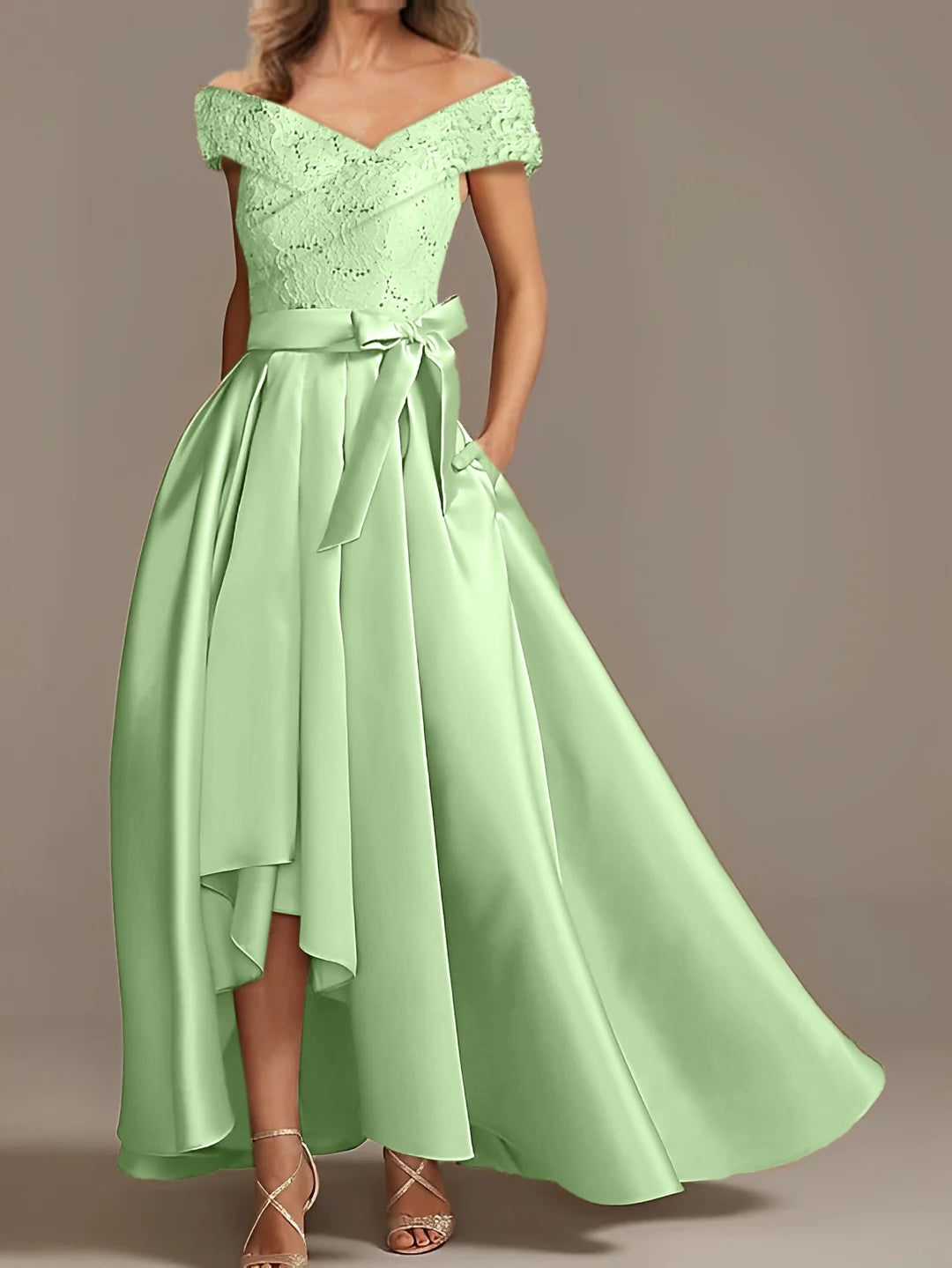 A Line Princess Off The Shoulder Asymmetrical Mother Of The Bride Dresses With Ruffles