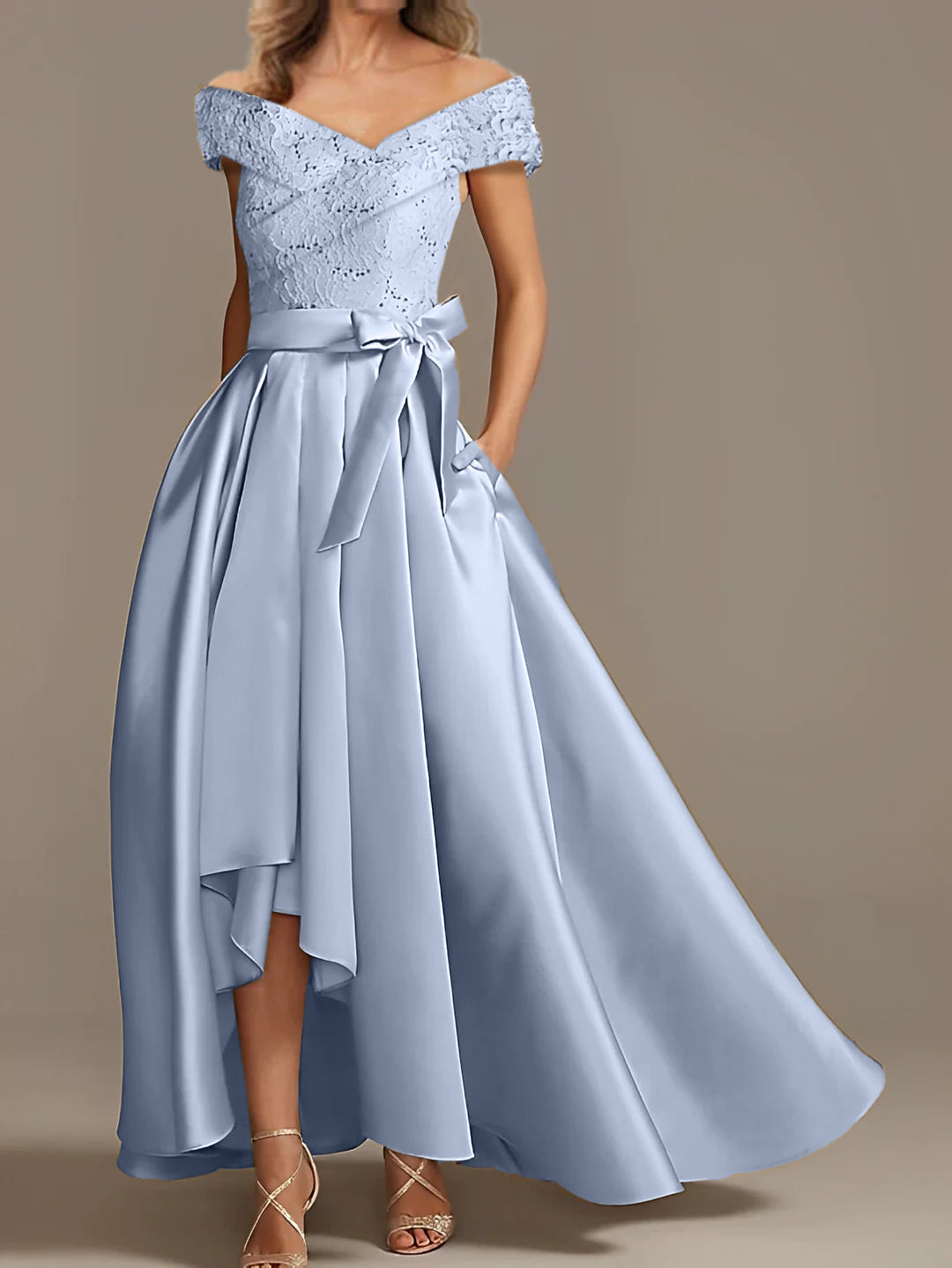 A Line Princess Off The Shoulder Asymmetrical Mother Of The Bride Dresses With Ruffles