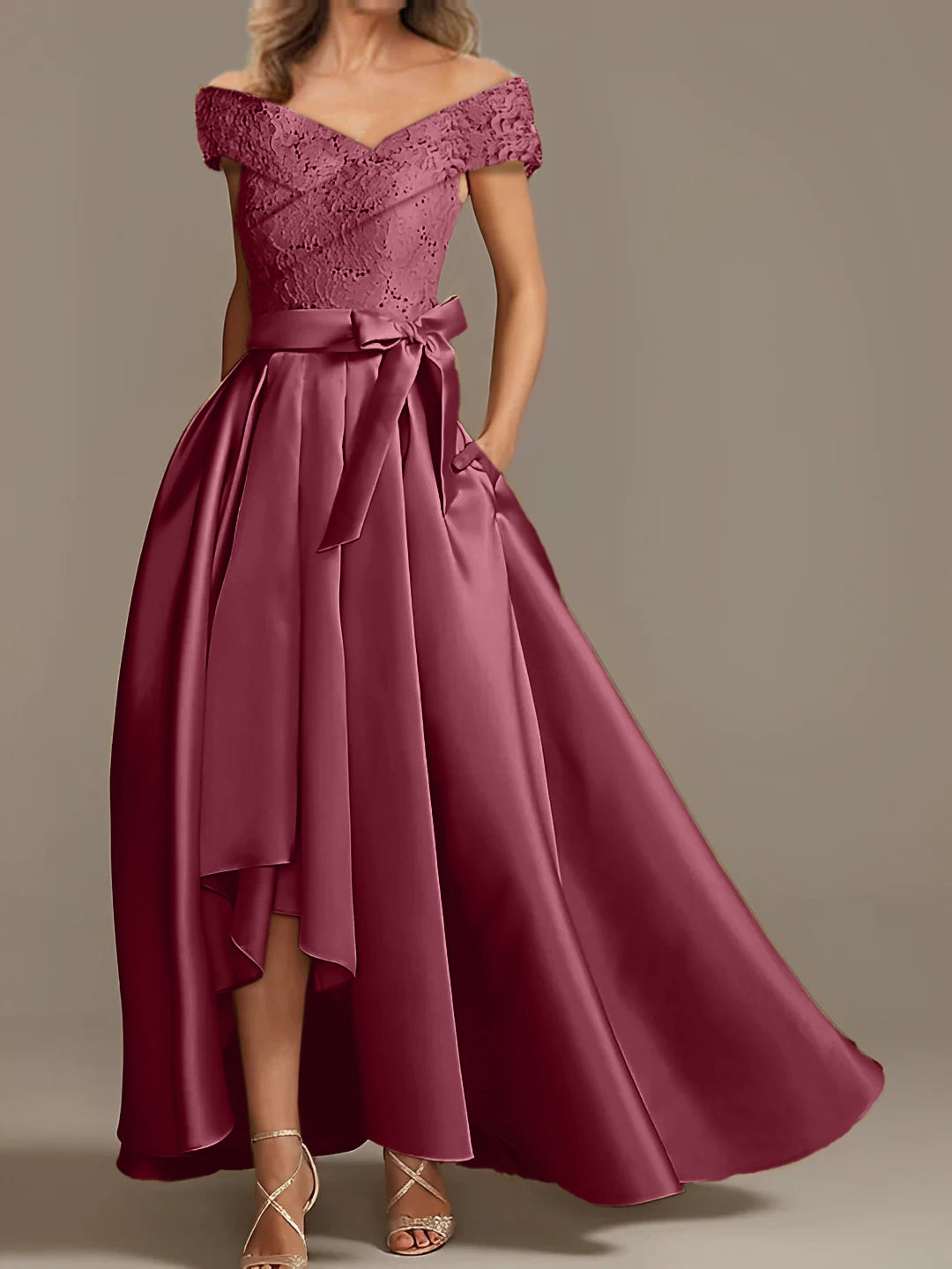 A Line Princess Off The Shoulder Asymmetrical Mother Of The Bride Dresses With Ruffles