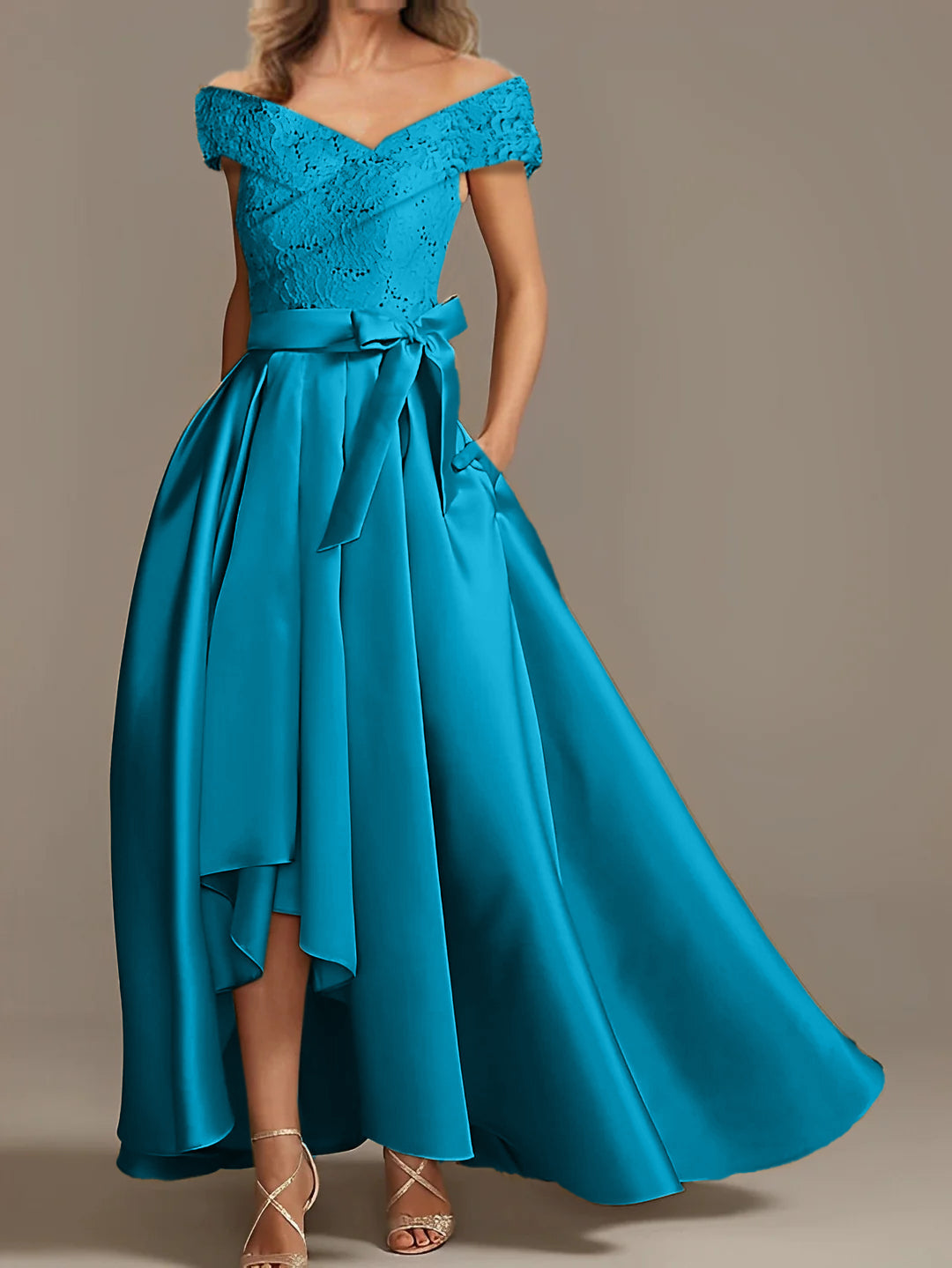 A Line Princess Off The Shoulder Asymmetrical Mother Of The Bride Dresses With Ruffles