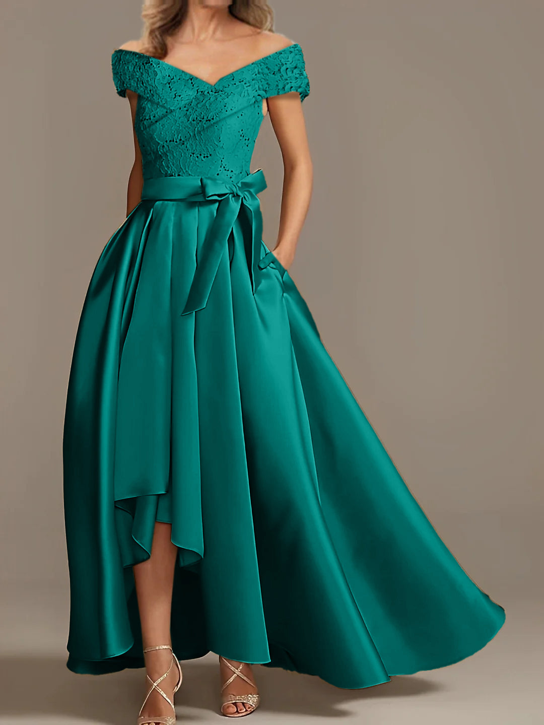A Line Princess Off The Shoulder Asymmetrical Mother Of The Bride Dresses With Ruffles