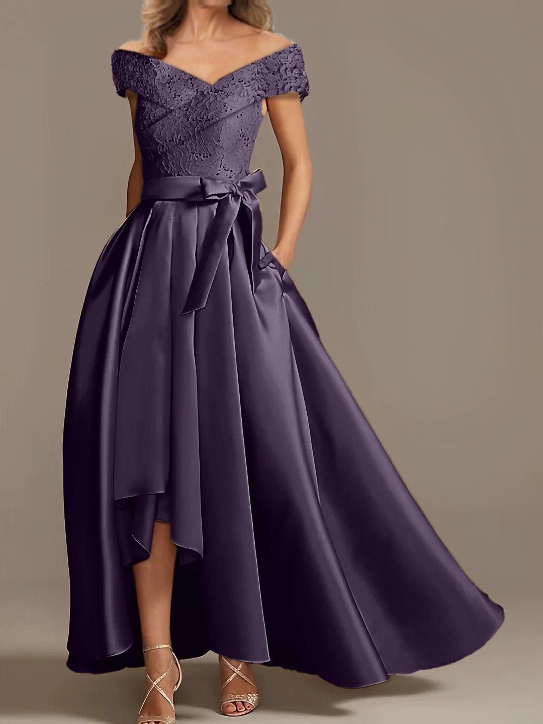 A Line Princess Off The Shoulder Asymmetrical Mother Of The Bride Dresses With Ruffles