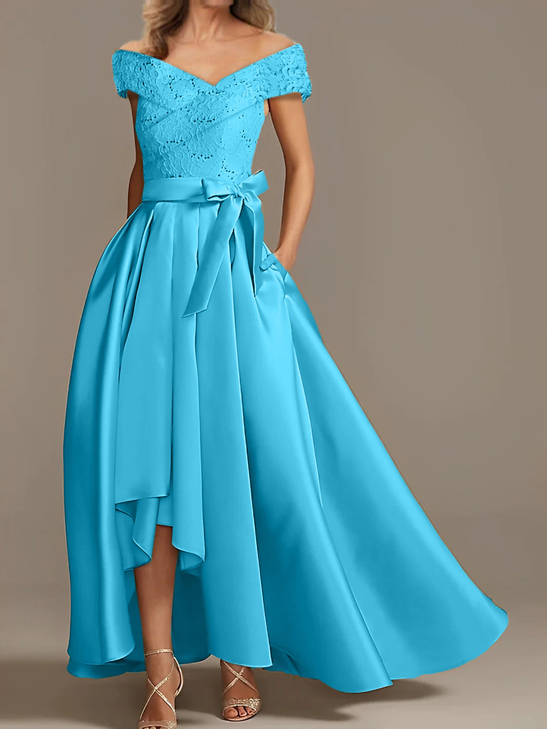 A Line Princess Off The Shoulder Asymmetrical Mother Of The Bride Dresses With Ruffles