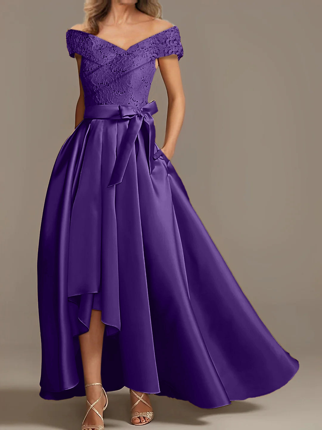 A Line Princess Off The Shoulder Asymmetrical Mother Of The Bride Dresses With Ruffles
