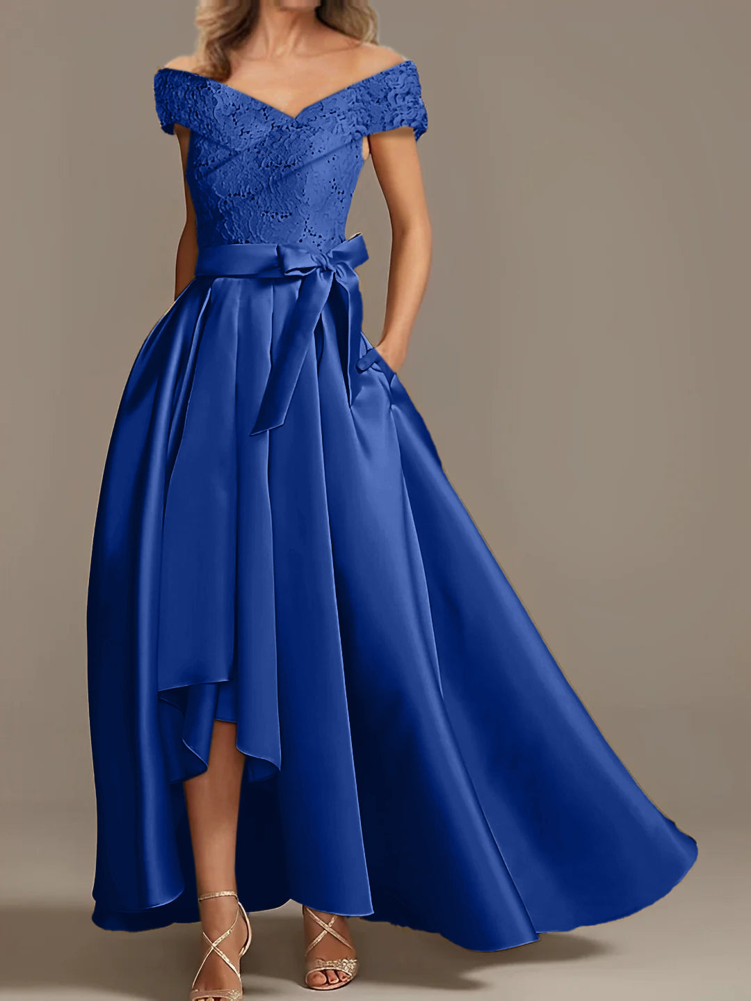 A Line Princess Off The Shoulder Asymmetrical Mother Of The Bride Dresses With Ruffles