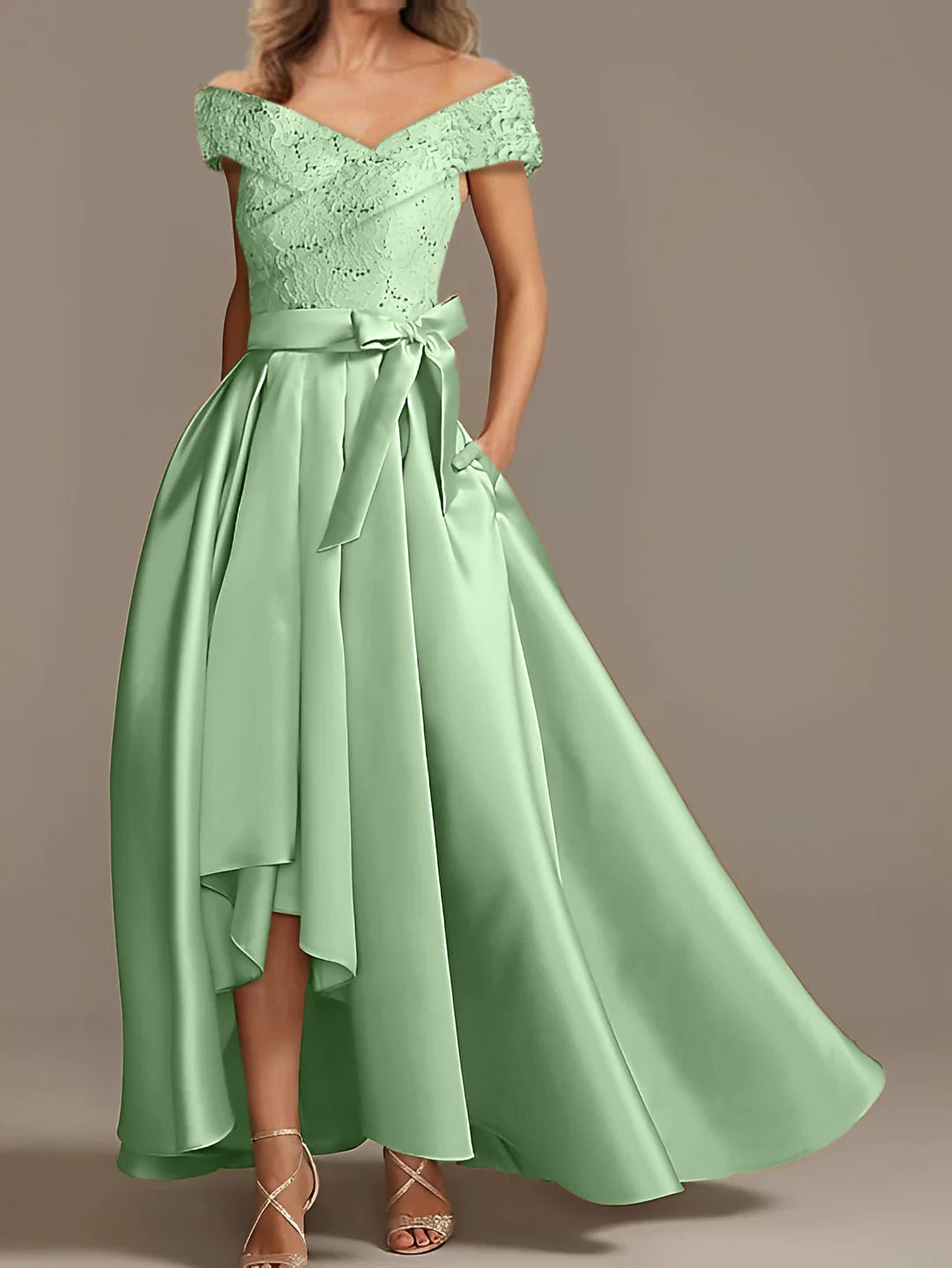 A Line Princess Off The Shoulder Asymmetrical Mother Of The Bride Dresses With Ruffles