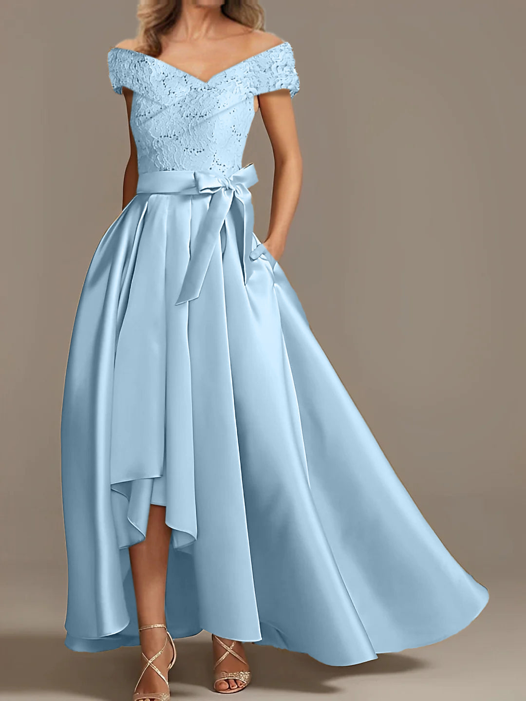 A Line Princess Off The Shoulder Asymmetrical Mother Of The Bride Dresses With Ruffles