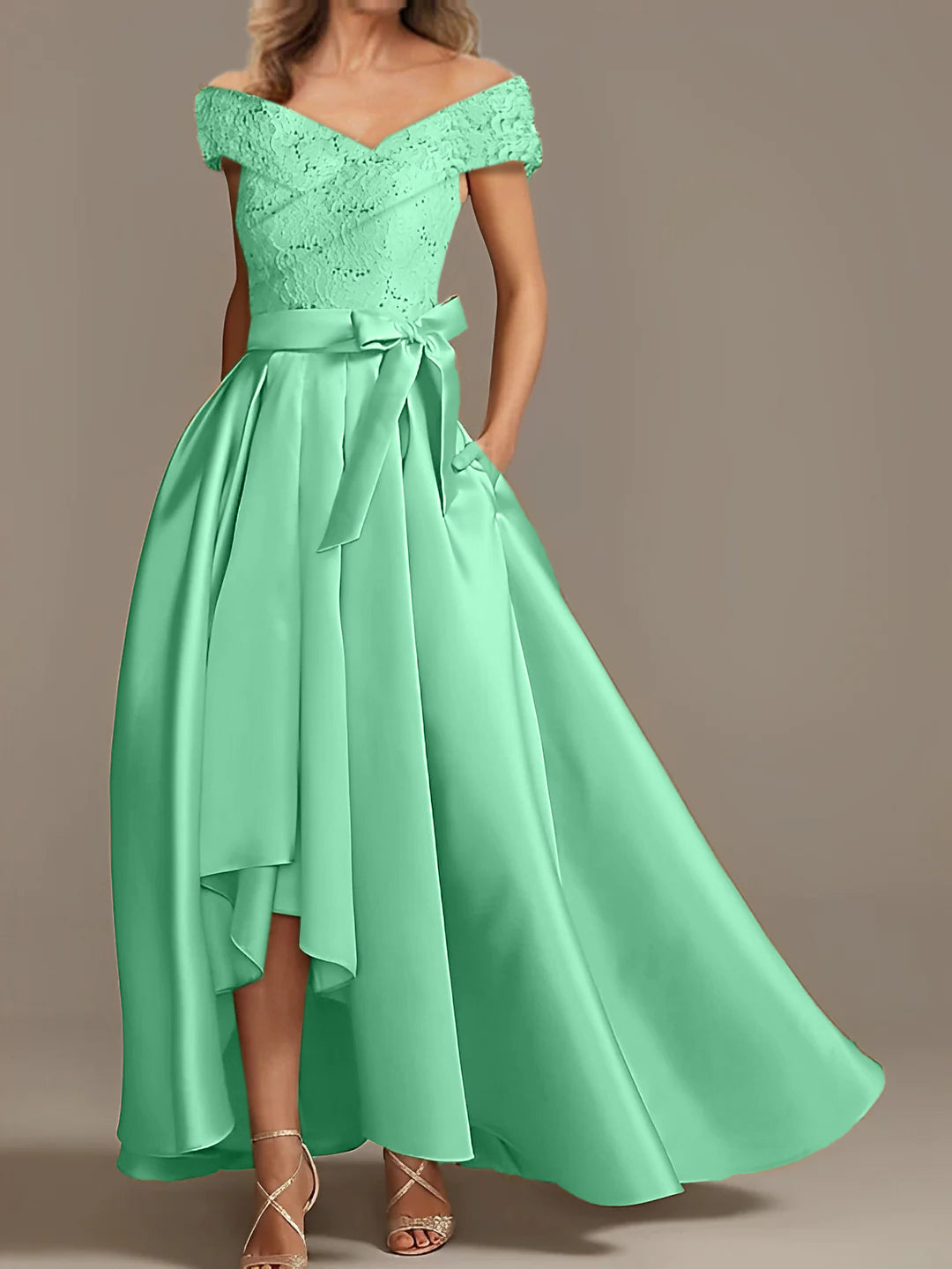 A Line Princess Off The Shoulder Asymmetrical Mother Of The Bride Dresses With Ruffles