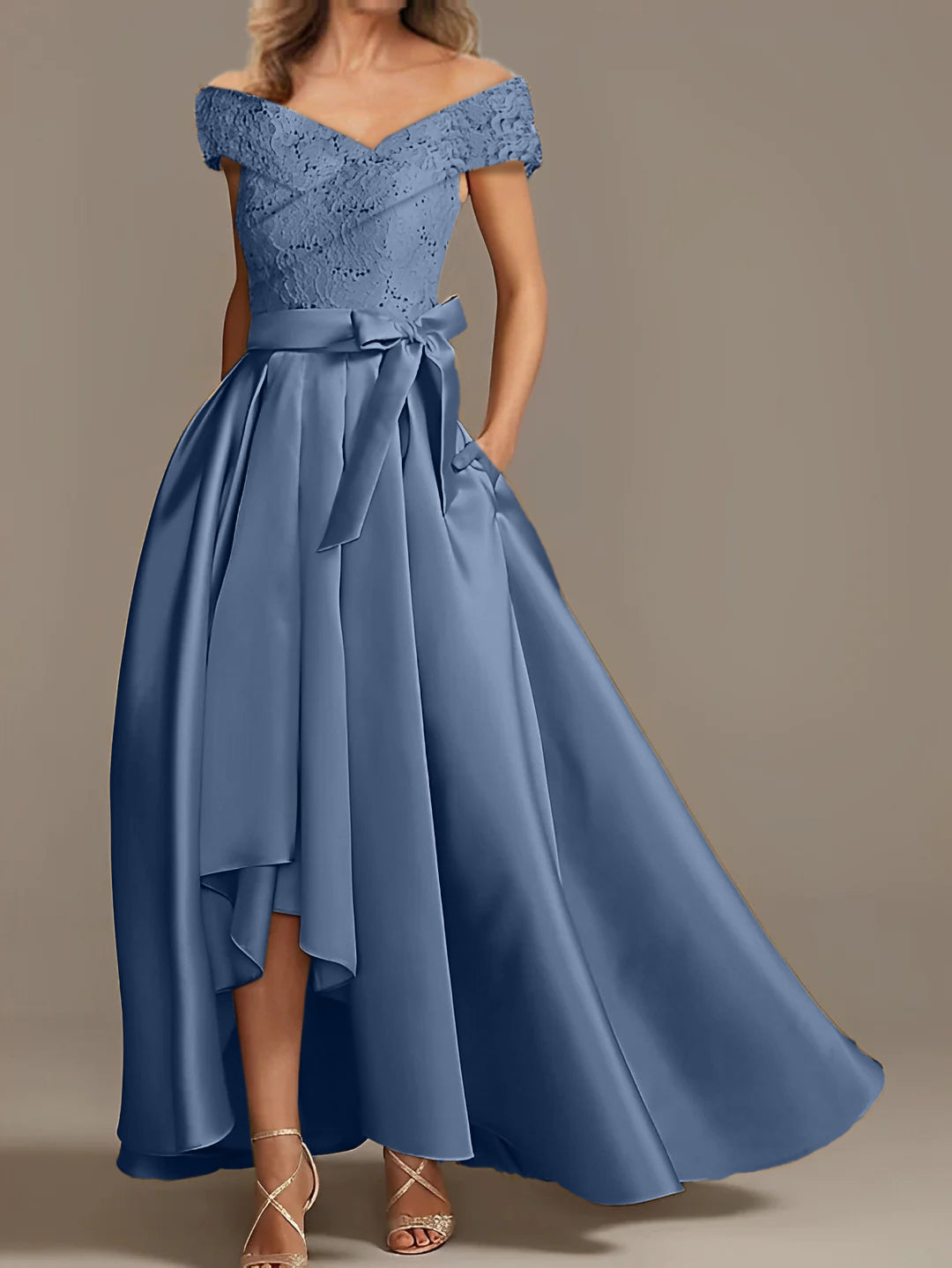 A Line Princess Off The Shoulder Asymmetrical Mother Of The Bride Dresses With Ruffles