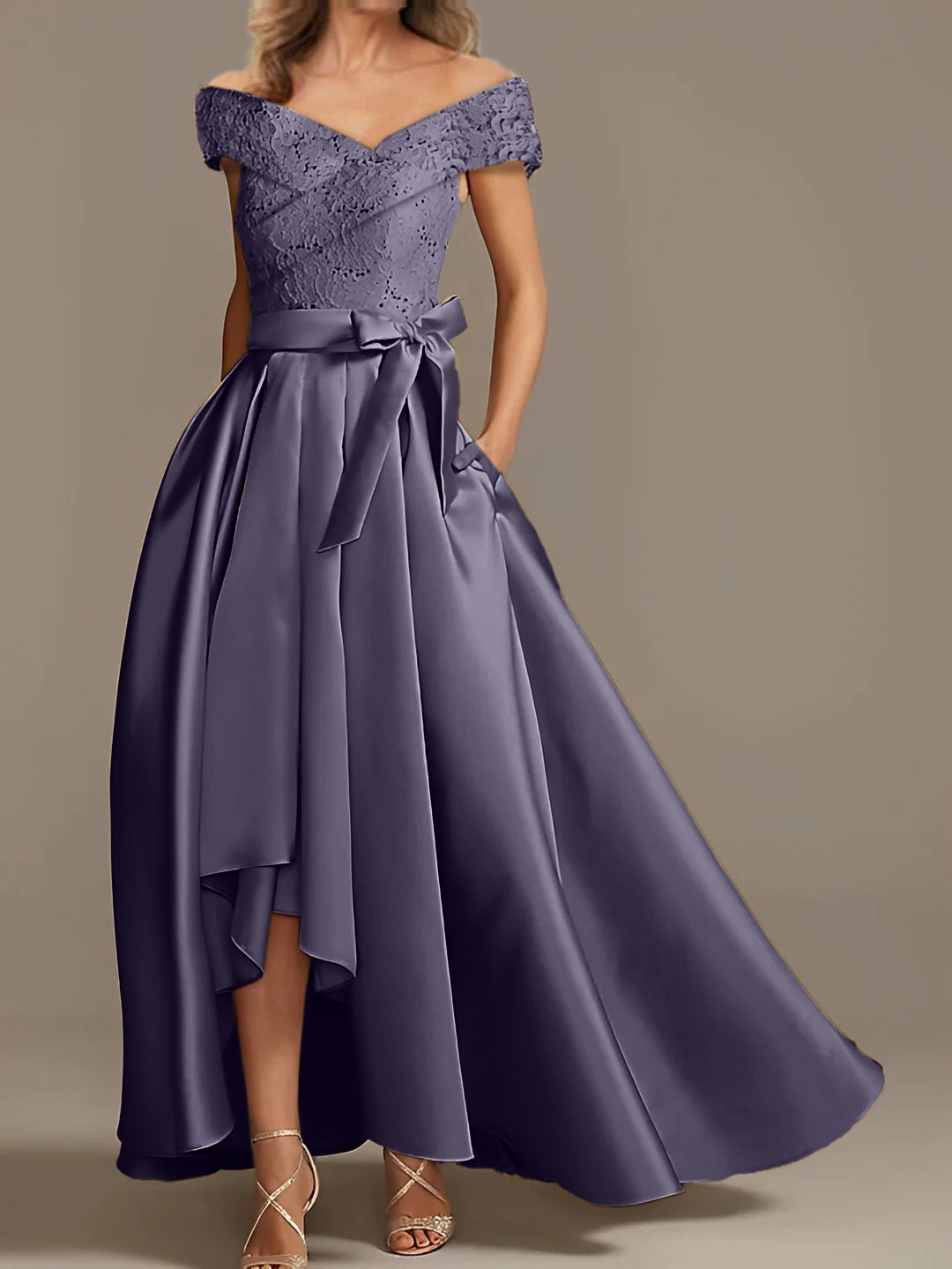 A Line Princess Off The Shoulder Asymmetrical Mother Of The Bride Dresses With Ruffles