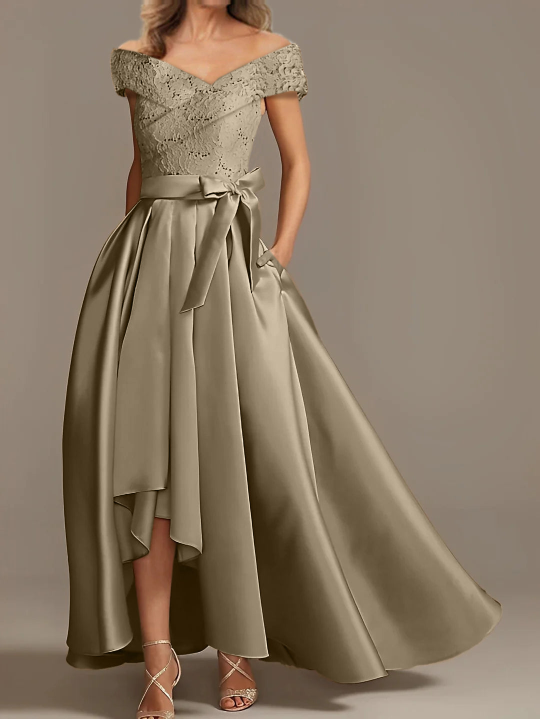 A Line Princess Off The Shoulder Asymmetrical Mother Of The Bride Dresses With Ruffles