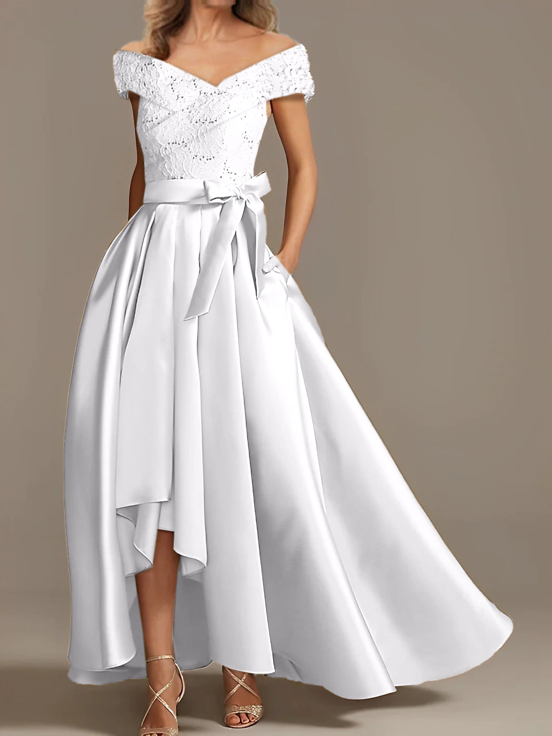 A Line Princess Off The Shoulder Asymmetrical Mother Of The Bride Dresses With Ruffles