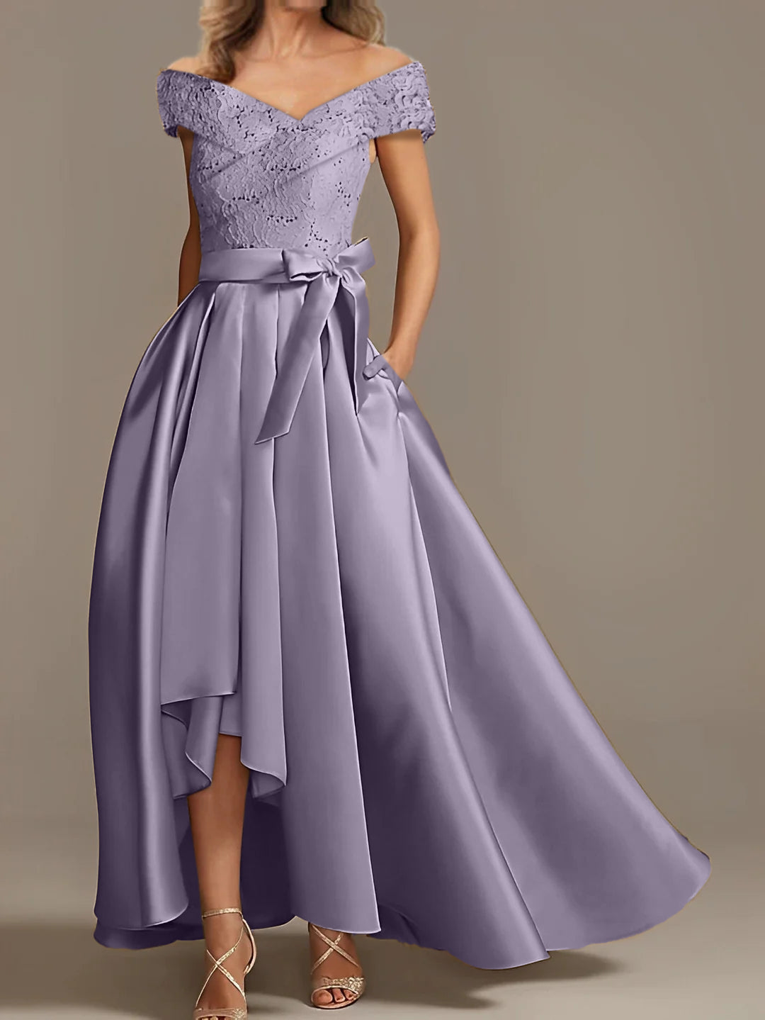 A Line Princess Off The Shoulder Asymmetrical Mother Of The Bride Dresses With Ruffles