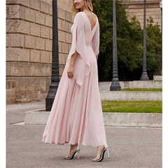 A Line Princess Scoop Neck 3 4 Length Sleeve Ankle Length Mother Of The Bride Dresses With Sequin