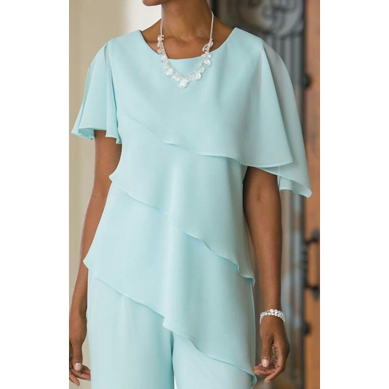 Pantsuit 2 Piece Jewel Neck Floor-Length Mother Of The Bride Dresses