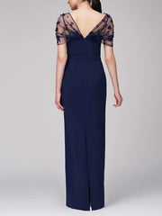 Sheath Column Spaghetti Straps Sleeveless Floor Length Mother Of The Bride Dress With Watteau Train