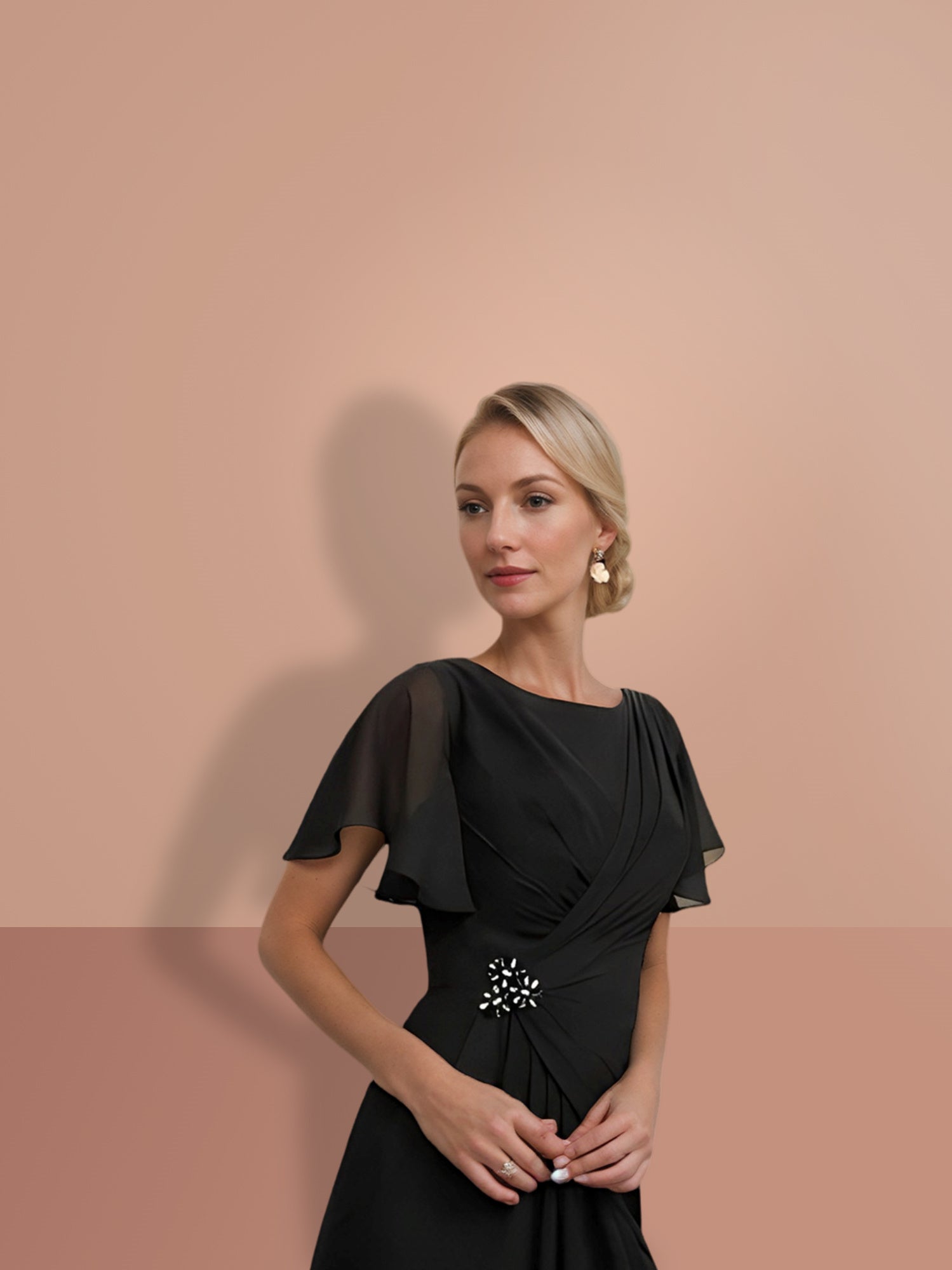 Sheath Column Ankle Length Short Sleeves Mother Of The Bride Dresses