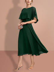 A Line Princess Short Sleeves Jewel Neck Mother Of The Bride Dresses