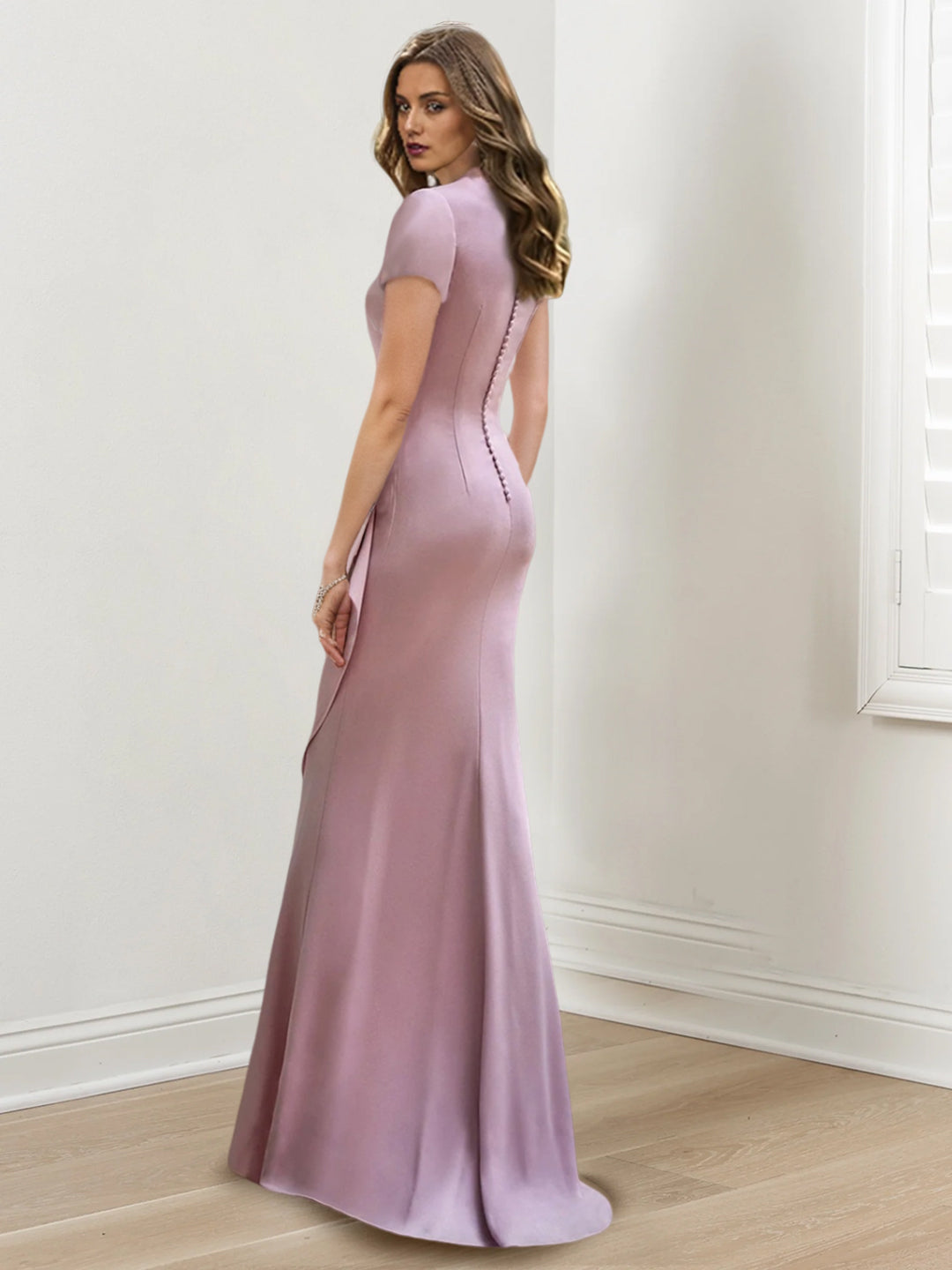 Mermaid Trumpet Floor Length V Neck Mother Of The Bride Dresses With Ruffles