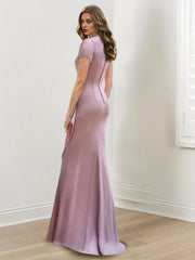 Mermaid Trumpet Floor Length V Neck Mother Of The Bride Dresses With Ruffles